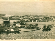 Ansicht von Erlach mit Kirche, mit Blickrichtung Simbach