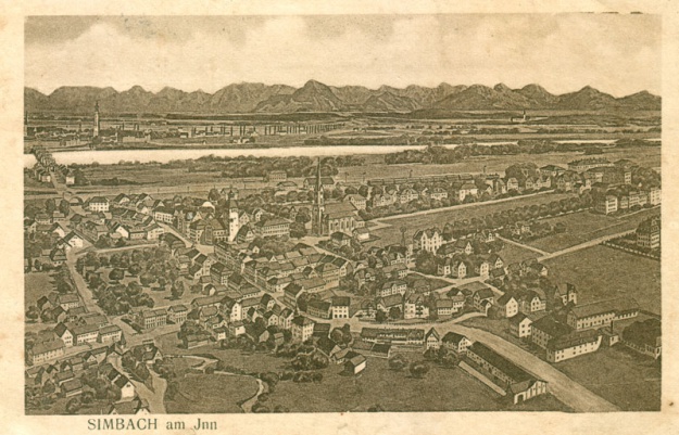 Stadtplan von Simbach um 1919