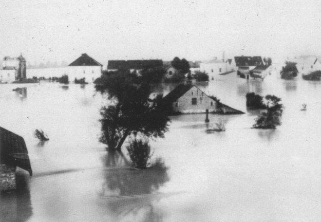 Hochwasser 1899, Blick vom Inndamm aus (aus dem Buch "Unser Simbach")