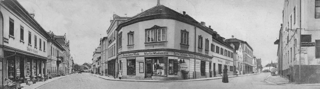 Panorama-Blick vom Stachus in die Inn- und Münchnerstraße, um 1900