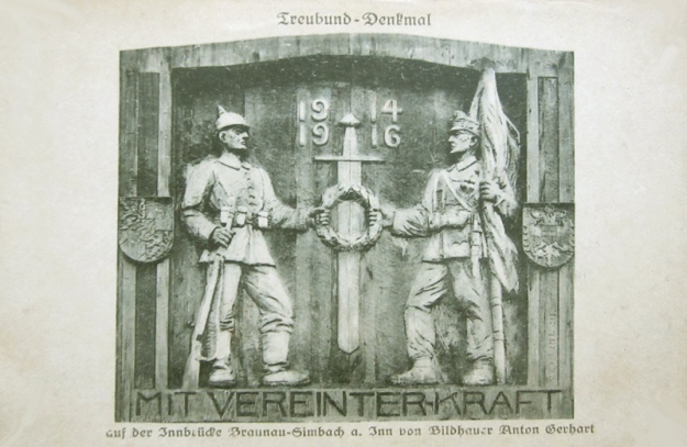 Das Treubund-Denkmal auf der Innbrücke, 1916