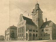 Ansicht des Rathauses von der Innstraße aus, um 1935