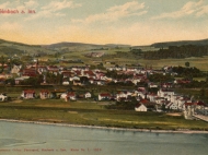 Ansichtskarte von Simbach mit Braunau und Alpenpanorama, um 1915