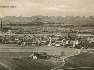 Ansicht von Simbach mit Braunau und Alpenpanorama, Anfang der 1920er Jahre