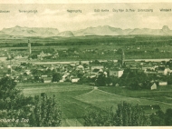 Ansicht von Simbach mit Braunau und Alpenpanorama, Anfang der 1920er Jahre