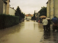 Simbach-Hochwasser in der Gartenstraße, 1991