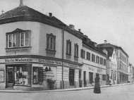 Panorama-Blick vom Stachus in die Inn- und Münchnerstraße, um 1900